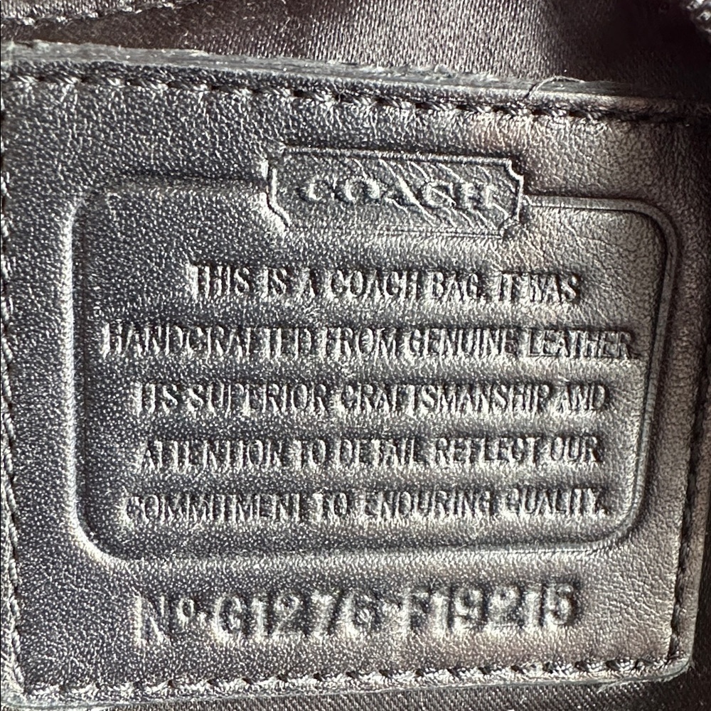 Coach Black Patent Leather Logo Kiss Lock Carryall Purse Bag Stitched C - Picture 6 of 8